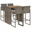 vidaXL Set mobilier bar de grădină, cu perne, 5 piese, gri, poliratan