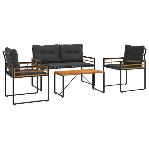 vidaXL Set de Mobilier pentru Exterior cu pernă 4 pcs Gri închis