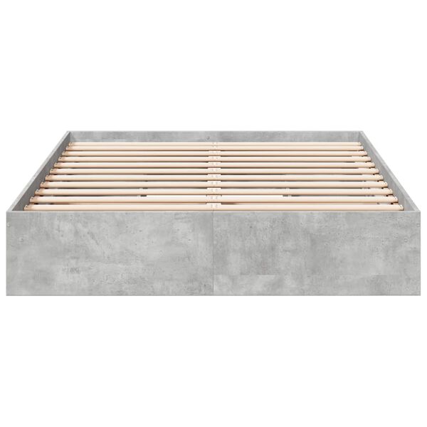 vidaXL Cadru de pat cu sertare, gri beton, 135x190 cm, lemn prelucrat