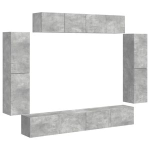 vidaXL Cabinet TV 8 pcs Gri din beton