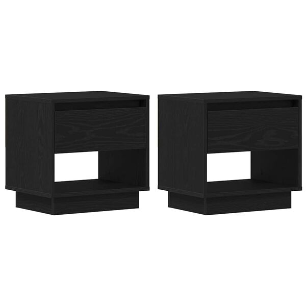 vidaXL Noptieră 2 pcs Stejar Negru 45 x 34 x 44 cm Lemn compozit