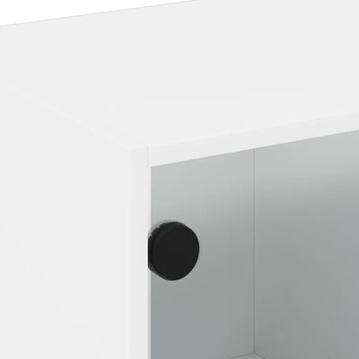 vidaXL Măsuță de cafea cu uși din sticlă, alb, 68x50x42 cm