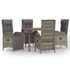 vidaXL Set mobilier de grădină cu perne, 5 piese, gri, poliratan
