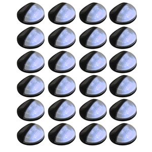 vidaXL Lămpi solare de exterior, 24 buc., negru, rotund, LED
