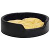 vidaXL Pat pentru c&acirc;ini, negru/galben 99x89x21 cm pluș/piele ecologică