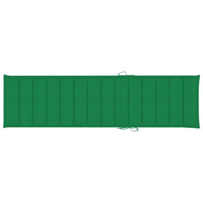vidaXL Șezlong cu pernă verde, lemn masiv de tec