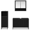 vidaXL Set de mobilier pentru baie 3 pcs Stejar Negru Lemn compozit