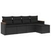 vidaXL Set mobilier de grădină cu perne, 5 piese, negru, poliratan