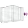 vidaXL Coșuri gabion arcuite 3 buc, 200x50x120/140 cm, fier galvanizat