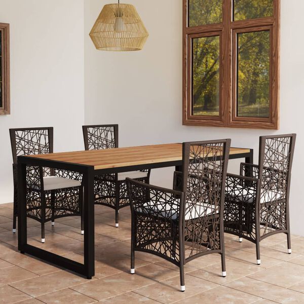 vidaXL Set de masă pentru grădină, 5 piese, maro
