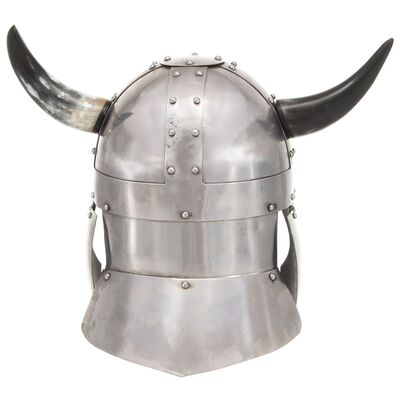 vidaXL Coif de viking fantezie, jocuri de rol, argintiu, oțel