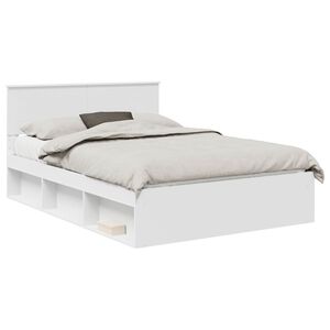 vidaXL Cadru de pat cu headboard Alb 150 x 200 cm Lemn compozit