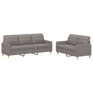 vidaXL Set de canapea cu perne, 2 piese, gri taupe, material textil