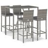 vidaXL Set mobilier bar de grădină, cu perne, 5 piese, gri, poliratan