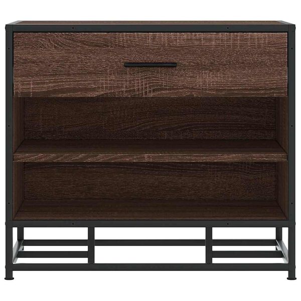 vidaXL Bancă de pantofi din stejar maro lemn și metal prelucrat