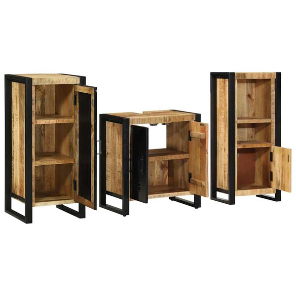 vidaXL Set de mobilier pentru baie 3 pcs Maro Lemn recuperat masiv
