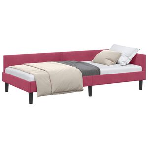 vidaXL Cadru de pat colțar Roșu Vin 90 x 190 cm Catifea