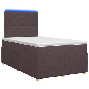 vidaXL Pat boxspring cu saltea Maro &icirc;nchis 120 x 190 cm Țesătură