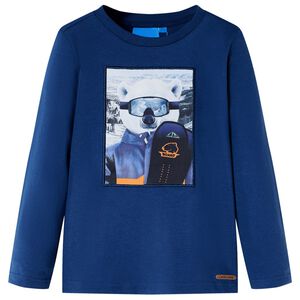 vidaXL Tricou pentru copii cu m&acirc;neci lungi, bleumarin, 92