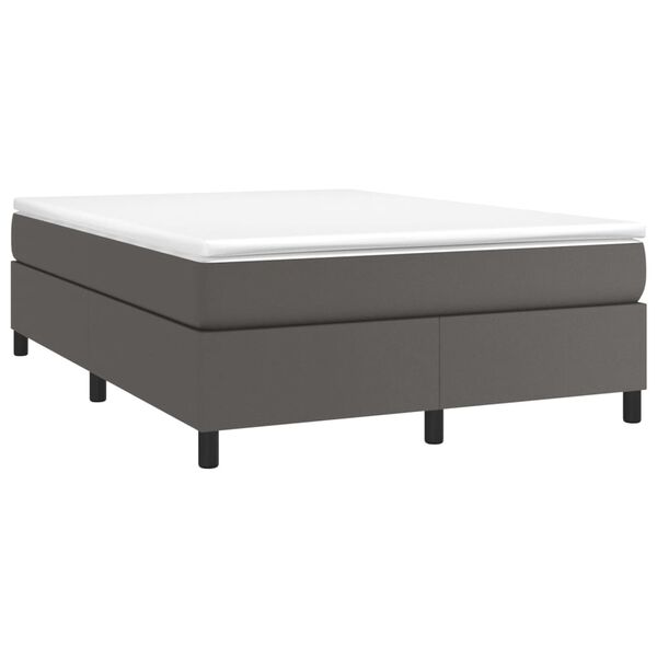vidaXL Pat box spring cu saltea, gri, 180x200 cm, piele ecologică
