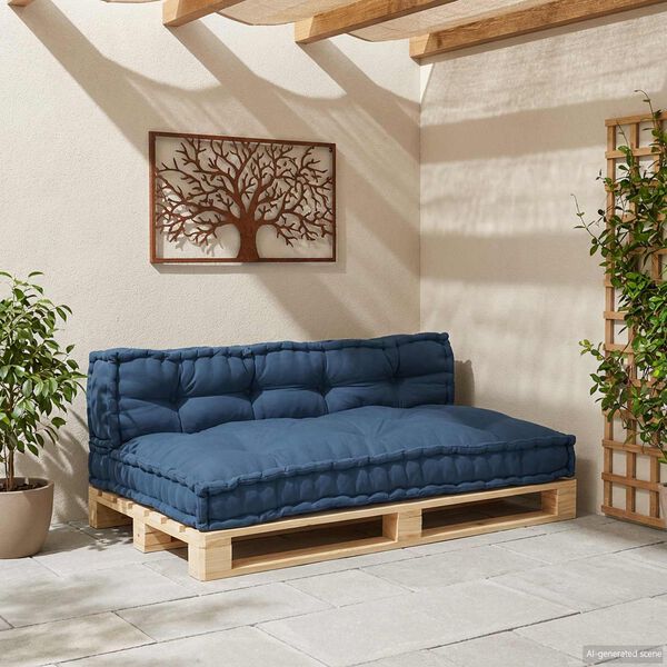 vidaXL Perna pentru canapea pe palet 2 pcs Indigo 120 x 80 x 38 cm