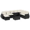 vidaXL Set mobilier de grădină cu perne, 9 piese, negru, poliratan