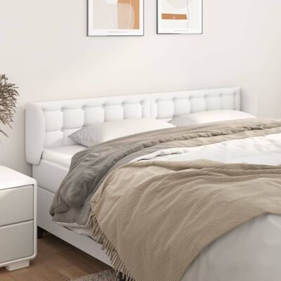 vidaXL Tăblie de pat cu aripioare alb 183x23x78/88 cm piele ecologică