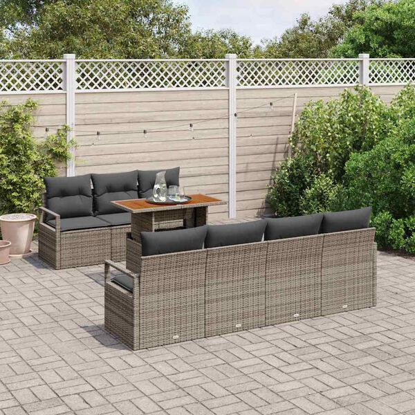 vidaXL Set de canapele pentru grădină 8 pcs Gri Rattan poli