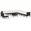 vidaXL Set mobilier de grădină cu perne, 12 piese, negru, poliratan