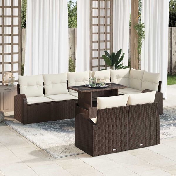 vidaXL Set de canapele pentru grădină 9 pcs Maro Rattan poli