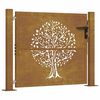 vidaXL Poartă de grădină 100x75 cm, oțel corten, design copac