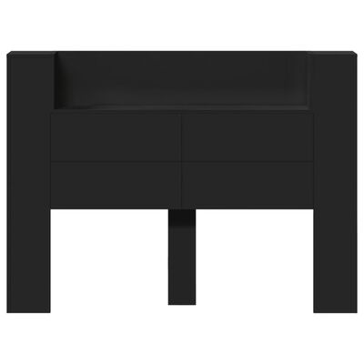 vidaXL Tăblie cu dulap și LED, negru, 140x16,5x103,5 cm