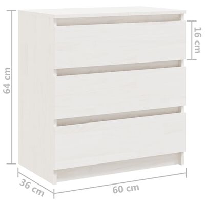vidaXL Noptieră, alb, 60x36x64 cm, lemn masiv de pin