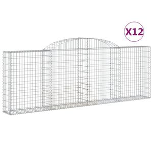vidaXL Coșuri gabion arcuite 12 buc, 300x30x100/120 cm fier galvanizat