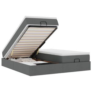 vidaXL Cadru de pat otoman cu saltele țesătură gri &icirc;nchis 160x200cm