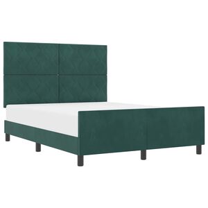 vidaXL Pat cu arcuri cu headboard Verde &icirc;nchis 140 x 190 cm Catifea
