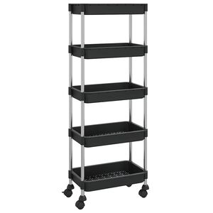vidaXL Cărucior de bucătărie 5 niveluri negru 42x29x128 cm fier și ABS