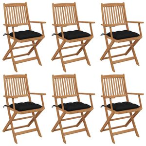 vidaXL Scaune grădină pliabile, cu perne, 6 buc., lemn masiv de acacia