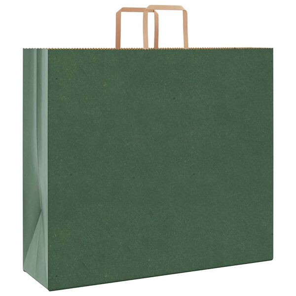 vidaXL Pungi de h&acirc;rtie 50 buc cu m&acirc;nere verde 54x15x49 cm
