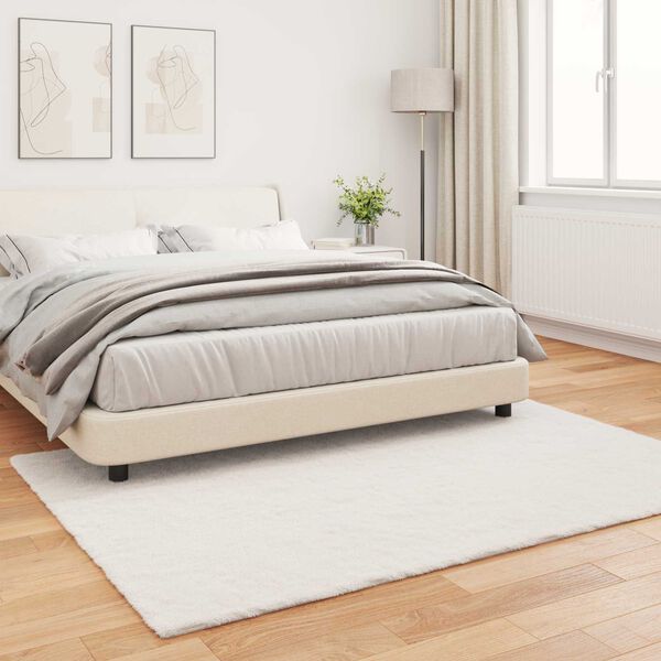 vidaXL Covor din de iepure sintetic antiderapant Olite Crem Poliester