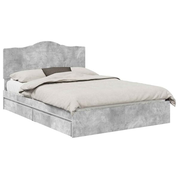 vidaXL Pat cu storage Gri din beton 150 x 200 cm Lemn compozit