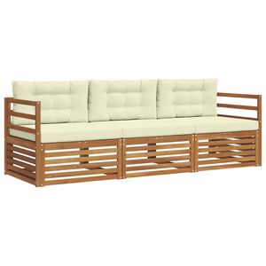 vidaXL Set de canapele de exterior cu pernă 3 pcs Natural și Crem