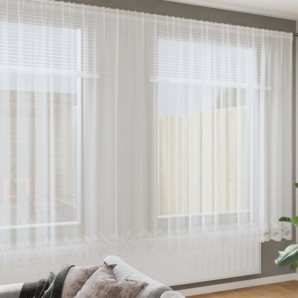 vidaXL Cortină din Dantelă cu perdele Alb 200 x 750 cm Poliester