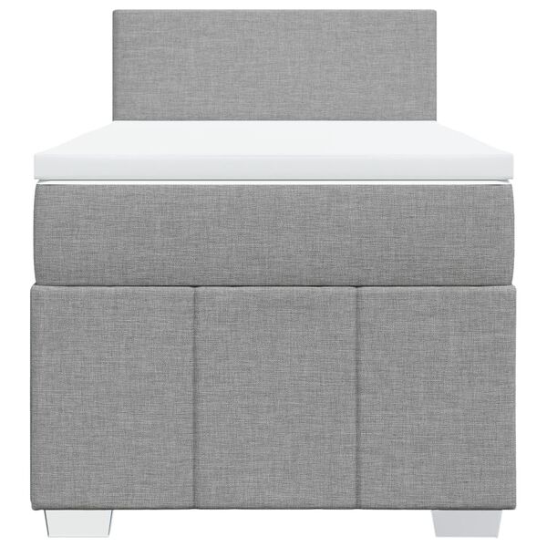 vidaXL Pat box spring cu saltea, gri deschis, 90x200 cm, textil