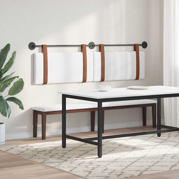 vidaXL Cap de pat suspendat Pe perete Alb 170 x 55 x 5 cm PU antic