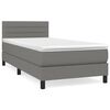 vidaXL Pat box spring cu saltea, gri &icirc;nchis, 80x200 cm, textil