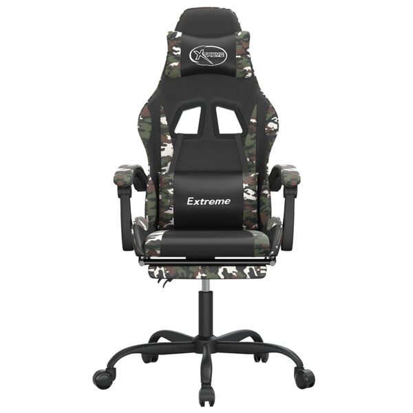vidaXL Scaun de gaming cu suport picioare negru/camuflaj piele eco