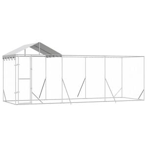 vidaXL Padoc de exterior cu acoperiș argintiu 6x2x2,5m oțel galvanizat