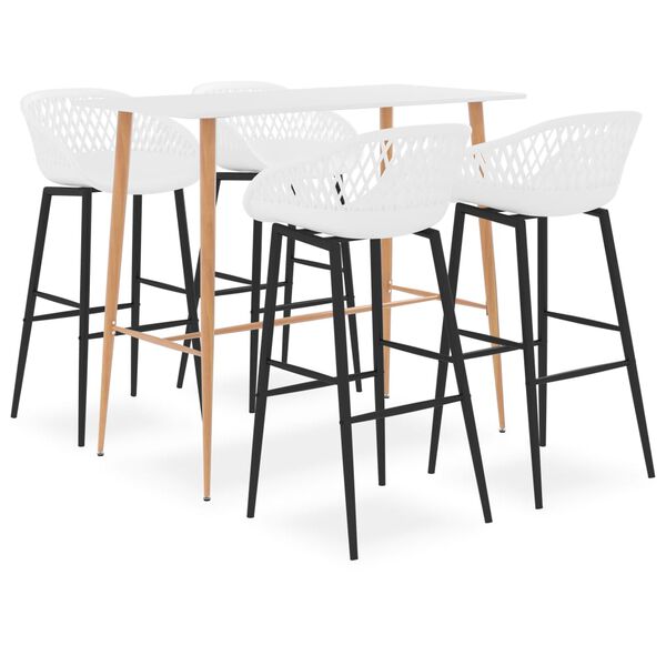 vidaXL Set mobilier de bar, 5 piese, alb