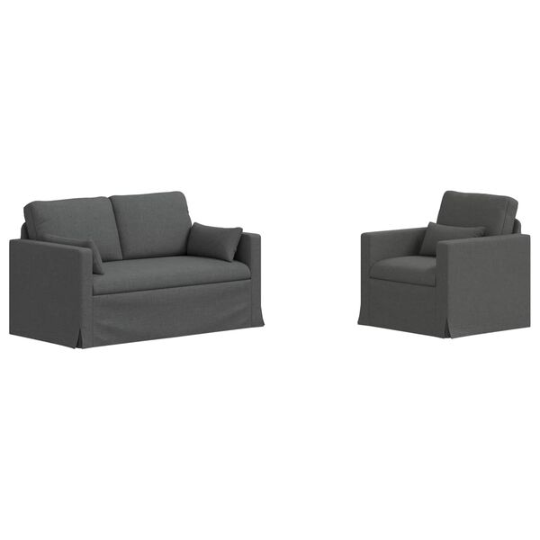 vidaXL Set de canapea 2 pcs Gri &icirc;nchis 139 x 78 x 80 cm țesătură